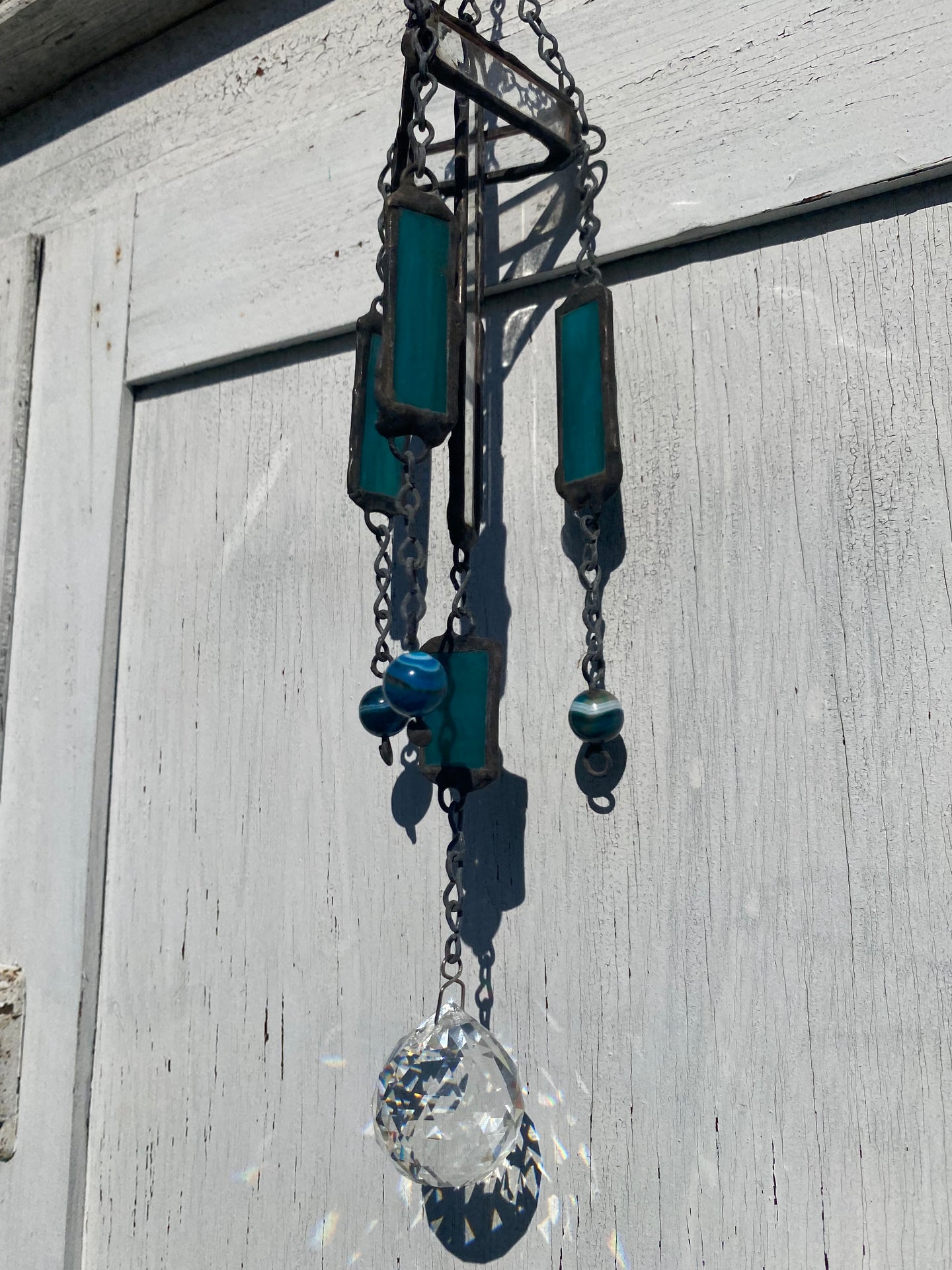 Turquoise crystal ball wind chime