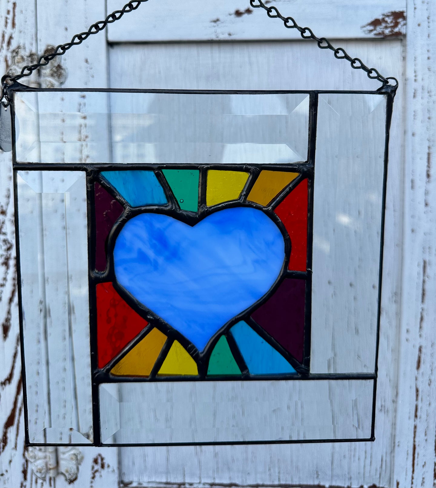 Blue heart rainbow panel
